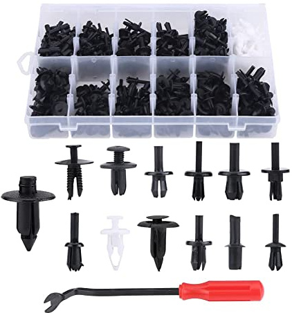 Fydun Auto Clips, 350er Sortiment, Karosseriehalter, Kunststoff Push Pin Nietverschlüsse, Zierleiste Clip Kit, W/Schraubendreher, Schwarz