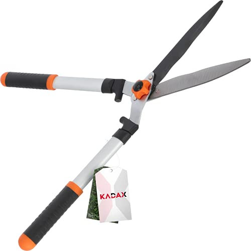 KADAX Heckenschere mit Stahlklingen, Manuelle Gartenschere für Hecke, Zweige, Blätter, Pflanzen, Handliche Schere mit Griffe, Buchsschere (L: 58 cm)