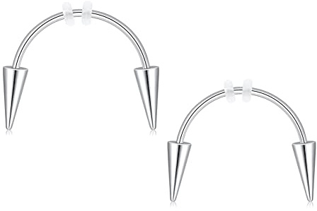Crdifu Smiley Piercing Vampire Teeth Schmuck Silber 16G Hufeisen Chirurgenstahl Piercing Rings Set