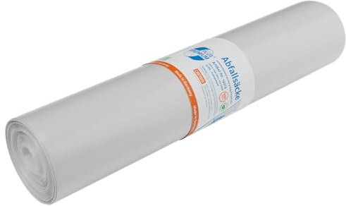 DEISS PREMIUM PLUS Müllsäcke 120 Liter, transparent, 25 Stück pro Rolle, Reißfeste Abfallsäcke Made in Germany - ideal für leichte Abfälle im Haushalt, Küche und Büro