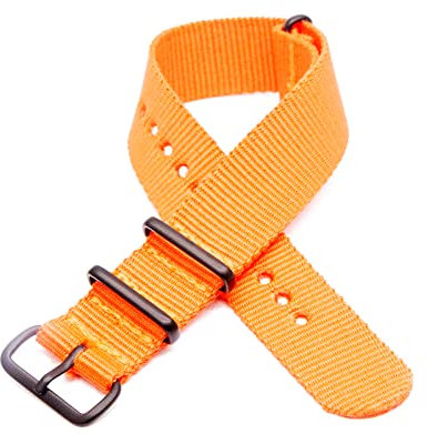 Nylon Uhrenarmband Uhrenzubehör Herren Damen Schwarze Schnalle Stoffgürtel 18mm 20mm 22mm 24mm, Orange, 20mm