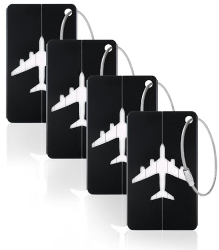 Vicloon Luggage Tag, Luggage Labels Travel Suitcases Aluminium Tags, Aluminum Luggage Tag with Name ID Card for Luggage Baggage Identity ID Labels (4 Pcs)
