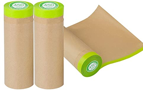 Rxinlucky 2 Rolls 45cm x 11m Masking Paper for Spraying,Car Masking Paper for Spraying,Brown Paper Tape,Carpet Protection Film,Masking Film for Furniture Carpet Protection Film 17.72 x 49ft