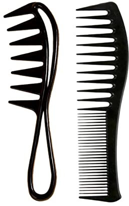Hair Comb Set, 2Pcs Wide Tooth Comb Large Teeth Combs Heat Resistant Anti Static Hair Comb Women Men Hairdressing Hair Styling Comb for Most Hair Types, Black