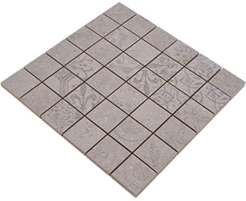 Mosaik grau Retrooptik Feinsteinzeug matt Quadrat Wand Boden Küche Bad Dusche