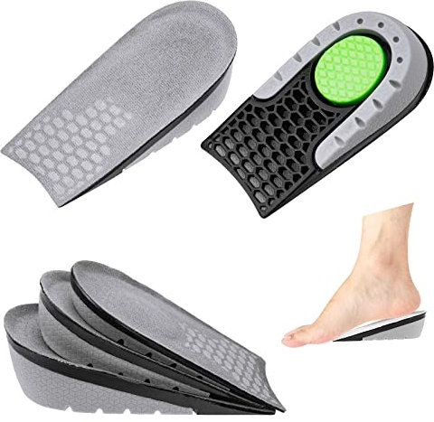 Height Increase Insoles Heel Lift Elevator Elastic Shock Absorption Shoe Insoles Invisible Heel Raise Breathable Honeycomb Heel Cushion Pads Heel Insole Shoe Lift Inserts for Men Women