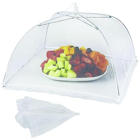 PARENCE - Campana per alimenti pieghevole - Antifly - Zanzariera da tavolo per alimenti - Coperchio per alimenti - 20 CM H / 34 CM L - Viaggio/Campeggio/Home