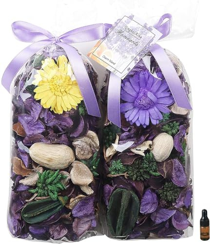 Lila Potpourri Duft, Lavendel Potpourri Deko | 280 g Violette Dekorative Trockenblumen, 2er-Pack Schalenfüller, Langanhaltender Flammenloser Raumduft Für Das Badezimmer