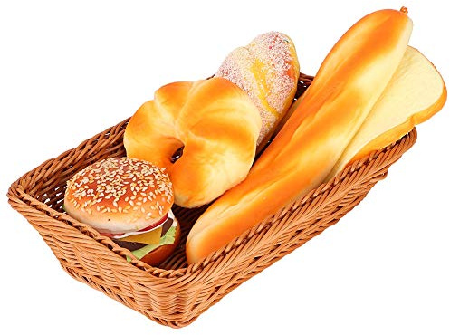 Cesta de Pan Contenedor de Alimentos Bandeja de Frutas Caja de Decoración de Escritorio Rectangular Exhibición de Almacenamiento para Servir Alimentos para Oficina Restaurante(15.7x11.8x3.1in)