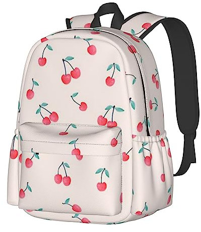 VACSAX Schöner süßer roter Kirschdruck Rucksack Laptop Rucksack für Männer Frauen Sport Rucksack Casual Daypack, Schwarz , One size