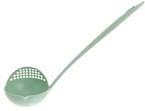 Siebkelle, 2-in-1-Küchenkelle, großer Suppentopf, Löffel mit Filtersieb, Siebkelle aus Kunststoff, Schlitzlöffel for Kochen in der Küche, Rühren, Sieb, Schöpfkelle, Öl (Color : Green)