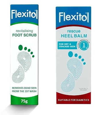 Flexitol Revitalising Foot Scrub 75g + Flexitol Heel Balm Medically Proven 56 g (Pack of 2)