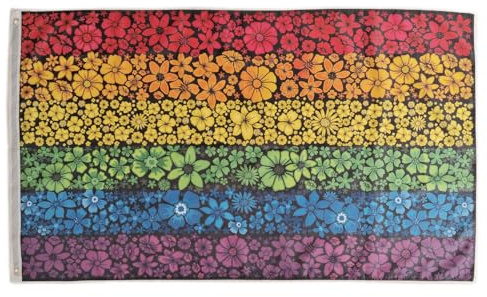 Drapeau de la paix, drapeau couleurs fleurs, drapeau arc-en-ciel 150 cm x 90 cm, drapeau LGBTI