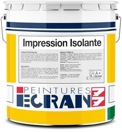 Impression isolante, bloque et isole les fonds tachés, colorés, foncés, peinture fixante et régulatrice d'absorption ECRAN 77 5 litres