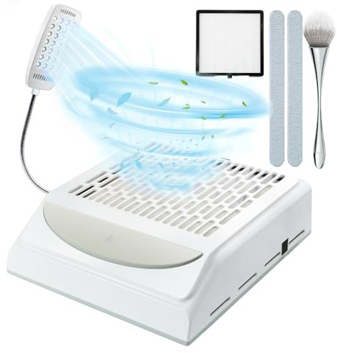 IUHFSIFS Staubabsaugung Für Nägel Mit Filter & Licht【NO.1 Super Suction 100W】 Nagelstaubsauger Nagel Staubabsaugung Und Zuhause – Leicht Zu Reinigen