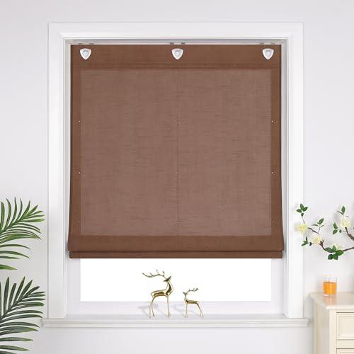 Joyswahl Raffrollo mit Ösen Uni Raffgardinen Wohnzimmer Fenster Vorhänge mit Haken Bändchenrollo »Alwine« Blickdicht BxH 60x140cm Braun 1er Pack