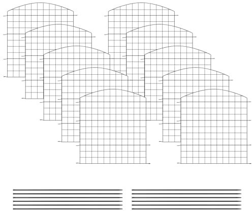 WOLTU Teichzaun Gartenzaun Komplettset 78cm hoch, 10 Zaunelemente 11 Befestigungsstäbe, Steckzaun Metall, Gitterzaun Oberbogen, Zaun für Hunde, Schwarz
