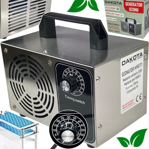Ozonador generador de ozono para aire y agua, 24.000 mg/h, temporizador de 60 minutos, control de plagas de hongos y bacterias, purificación del aire