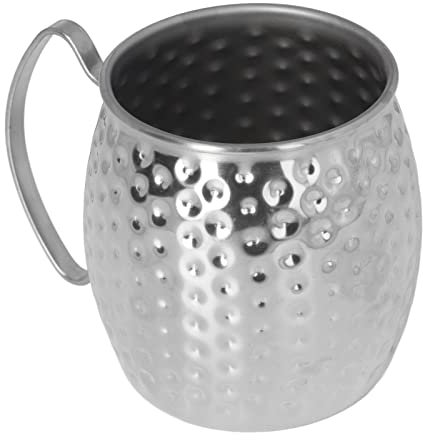 WPKD BLUEIY 500 Ml Moscow Mule Becher aus 304 Edelstahl, Großes Fassungsvermögen, Cocktailbecher, Weinbecher, Trinkwasser für Bars, Hotels, Restaurants (Edelstahlfarbe)