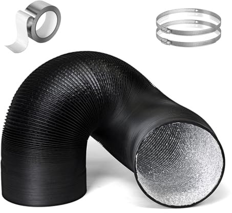 Tubo Flexible Tubo Secadora Manguera de Ventilación de Secadora con Conducto Flexible para Espacios Reducidos, 150-500 Mm Kit de Tubo de Escape Flexible para Campana Extractora de Cocina, Manguera de