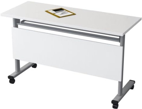 Mobiler Besprechungstisch mit klappbarem Design, rollender Konferenzraumtisch auf Lenkrollen für Büro und Klassenzimmer, rechteckiger Schulungstisch, weiß (2 Stück, 120 x 40 x 75 cm), weiß