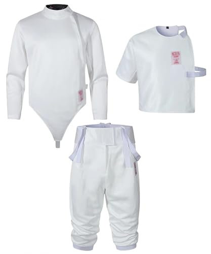ZPRYZHD Fecht Uniform Anzug, Fechtausrüstung aus Eisseidenstoff, Fecht Schutzanzug (Hosen/Jacke/Weste-Set), Rechte Hand, Unisex-Fechtuniform(56)