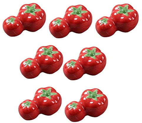 Chopstick Holder Rest 7pcs Tomato Chopsticks Rest Chopstick Pillow Chinese Chopstick Rest Restaurant Chopstick Rest Ceramic Fork Rest Rest Paintbrush Holder Cutlery Rest Fruit