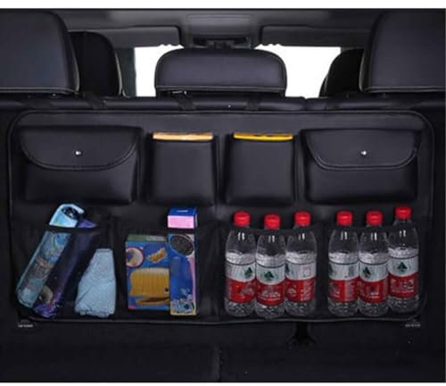 XLKWNNAD Auto Kofferraum Organizer Für FIAT 500/500C/500E/Abarth 500 2007-2022, Hängend Kofferraumtasche Aufbewahrungstasche Multifunktionale Mit Verstellbaren Gurten Autozubehör,A/Black
