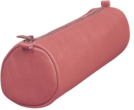 Clairefontaine 77021C - Schlampermäppchen / Etui Age Bag, aus Lammleder, rund 21 x 6 cm, ideal für Stifte & Accessoires, Altrosa, 1 Stück