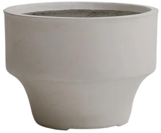 Jardinera Maceta redonda de arcilla de magnesio for interiores y exteriores con agujeros de drenaje, macetero de mesa for decoración del hogar, oficina, jardín, color blanco Interior-exterior