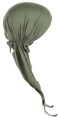 Förbunden huvudbonad huvudduk kemo huvudbonad mössa huvudskydd halsduk turban keps alopecia bandana, Vanlig olivgrön, one size