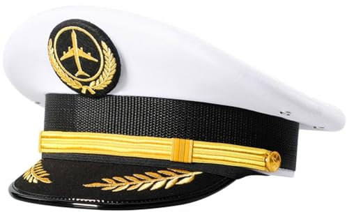 Luxylei Pilotenhut, Flugkapitän-Kappe, Halloween-Piloten-kostümzubehör, Piloten-Party-Motto-hüte, Flugpiloten-Halloween-kostümzubehör