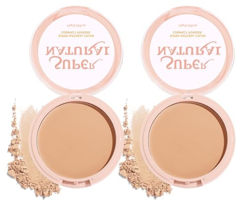Wenrny Pressed Setting Powder,2 Pack Flawless Matte Finish Face Powder Foundation with Concealer & Finishing Powder-Oil-Shine Control,Long-Lasting,Waterproof and High Coverage (05#, 10g)