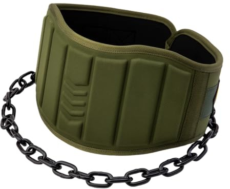 Weight Lifting Belt Pull Up, Dip Belt with Chain, Weightlifting Belts for Men Women Green, Fitness Bodybuilding Accessories, Strength Training for Home Gym