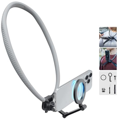 PGYTECH CapLock Magnetic Smartphone Neck Mount, Cell Phone Holder for iPhone 15/14/13 Seires and Android Phones, Hand Free POV/Vlog Selfie Mount for DJI, Gopro and Insta360 Action Cameras