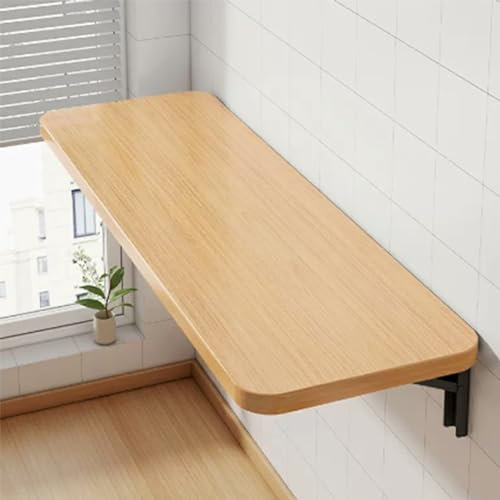 Mesa de Comedor Plegable Flotante de Pared con Tablero de Pizarra, diseño Largo y Estrecho, Tiendas de té con Leche, Bares y cocinas (Nogal)