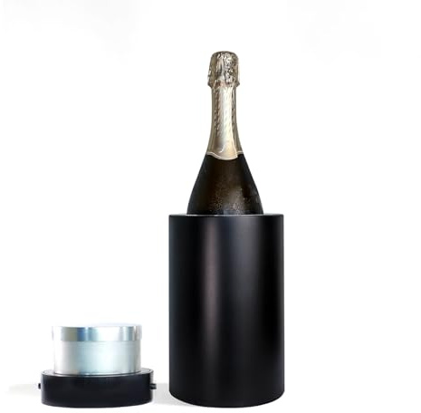 Coolenator Wine Bottle Cooler in Black - Reusable Ice-Free Drinks Chiller Keeps Wine Cold for Up to 6 Hours with Freezer Bullet - Suitable for 750ml Bottles of Wine, Prosecco & Champagne