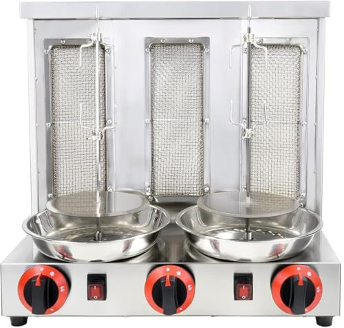 XUXIAO Barbecue Vertical Commercial Shawarma, Machine à Griller Kebab, Grils à gaz en Acier Inoxydable avec température de 50 à 300 ℃, pour Cuisine de Restaurant