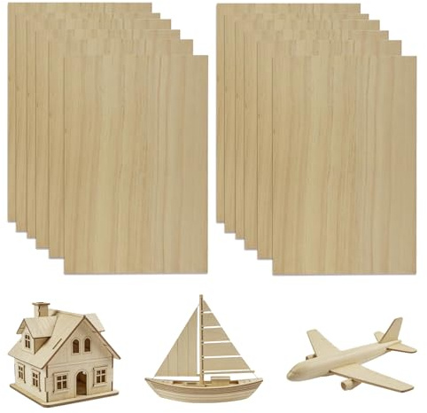 20 Pack Paulownia Wood Sheets, 200 X 100 X 1mm Unfinished Thin Craft Board Similar to Balsa Wood Sheet for DIY Crafts, Painting, Engraving, Model Making, Home Decor and Art Projects