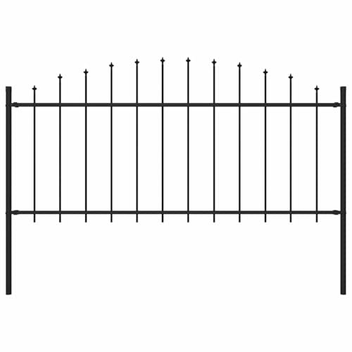 Balkonsichtschutz Gartenzaun,Gartenzaun mit Speerspitzen Stahl (0,5-0,75) x 1,7 m Schwarz für Garten,Terrasse,Balkon