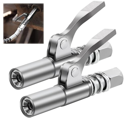 Pmqs 2 Stück Fettpresse Mundstück, Schnellverschluss Fettpresse Adapter mit 6 Backen Verriegelung, Fettpresse für Schmiernippel mit Allen Fettpressen 1/8 NPT SAE und Metrische Schmiernippel
