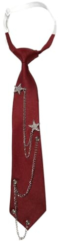 JKQBUX Krawatte für Frauen und Mädchen, Punk-Krawatte für Frauen mit Kettenzubehör, vorgebundene Krawatte für Freizeit, Party, Hochzeit, 7W*32L