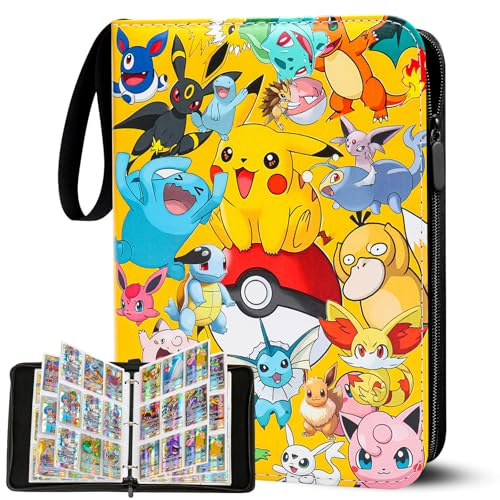 Sammelalbum für Pokemon Karten, 50 Seiten 900 Karten Kapazität Sammelkarten Album Sammelmappe Karten Ordner Heft, Tragbar Wasserdicht PU-Material Sammelkartenalben, Geschenk für Kinder (PK900)