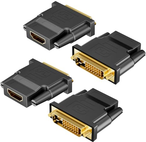 Ticenpe DVI till HDMI-adapter, DVI-D-kontakt till HDMI-uttagsadapter 1920 x 1200 1080P, dubbelriktad konvertering DVI (24+1) till HDMI-omvandlare för PC, bildskärm, bärbar dator, TV, projektor, 4