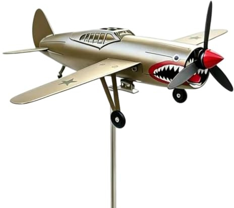 Giratorios de Viento para Exterior | Veleta de Jardín con Avión de de Tiburón,Molino de Viento para Césped de Avión de Combate,para el 4 de Julio Jardín Patio Piloto Entusiasta Aviación