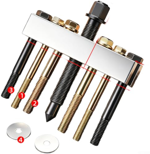 Juego de extractor de polea de cigüeñal, herramienta de hierro de alta resistencia para equilibrador armónico, extracción de volante, tornillos ajustables, acabado rojo, kit de reparación de