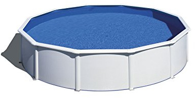 GRE KIT550ECO Fidji - Piscine Hors-Sol en Acier, Piscine Ronde avec Structure en Acier Blanc. Piscines Hors-Sol pour Jardin, Ø550 x 120 cm