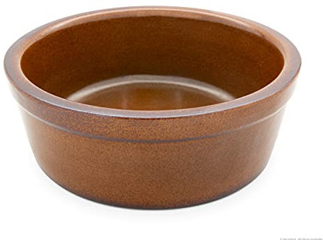 großer Schwerer Hundenapf 3,8 Liter aus Keramik 28x11 cm Fressnapf Futternapf Futterschale Napf, braun