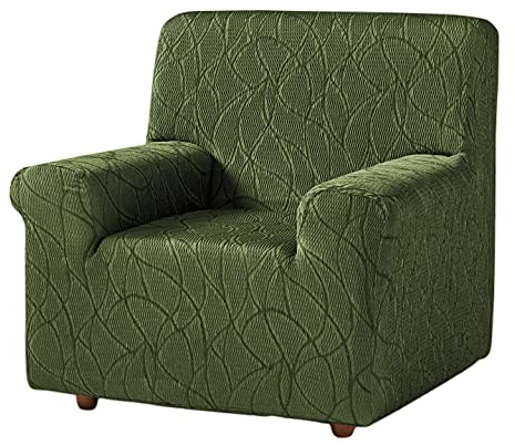 Zebra Textil Estoralis | Alexia | Sofabezug im modernen Design | Elastischer Jacquardstoff | Grün | Für 1-Sitzer-Sofa von 70 bis 110 cm. | Sofaschutz | Anpassbar an alle Arten von Sesseln