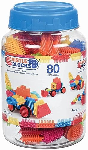 Bristle Blocks 80 Teile Bausteine Riesen Set Lernspielzeug Bauklötze mit Borsten, Motorikspielzeug Kinder und Baby Spielzeug ab 2 Jahren 3102Z Bunt